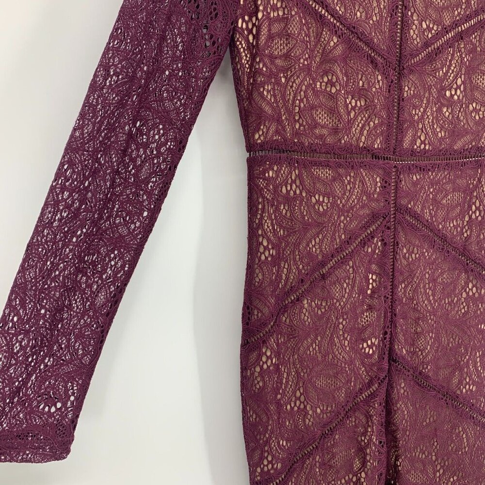 Bardot Dress Sasha Ruffle Lace Burgundy Long Sleeve Revolve - Picture 7 of 14
